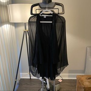 DVF Silk Black Baggy Sleeve Mini Dress. Size 8